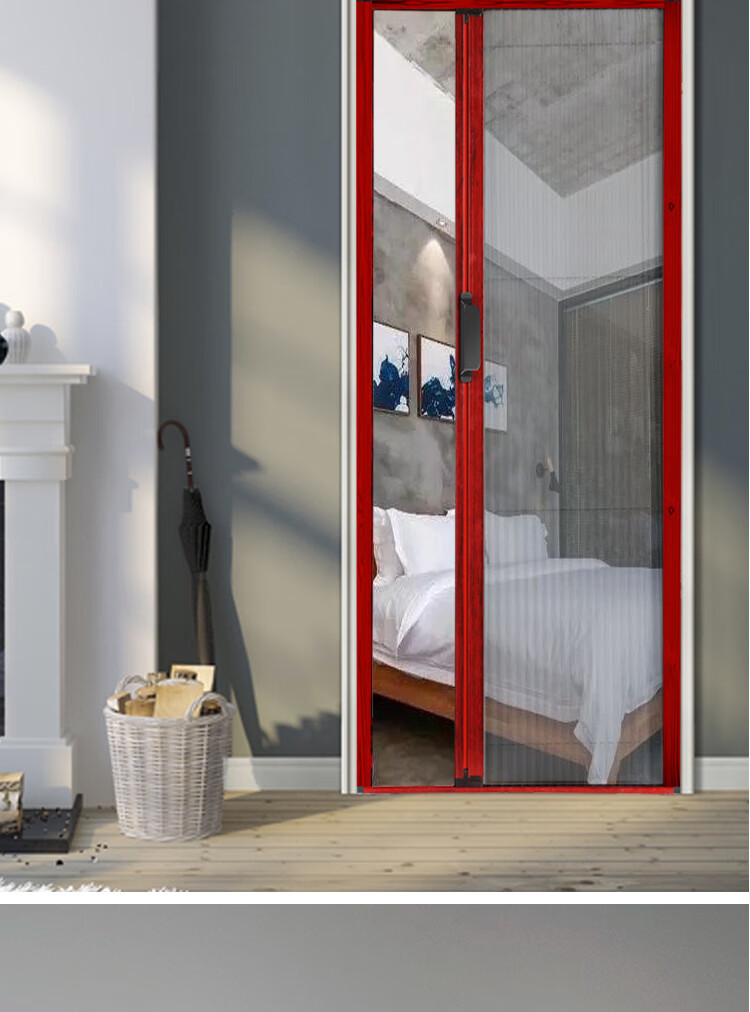 谷蜂棠纱门防蚊门家用无轨隐形折叠纱窗门推拉式伸缩门铝合金免打孔