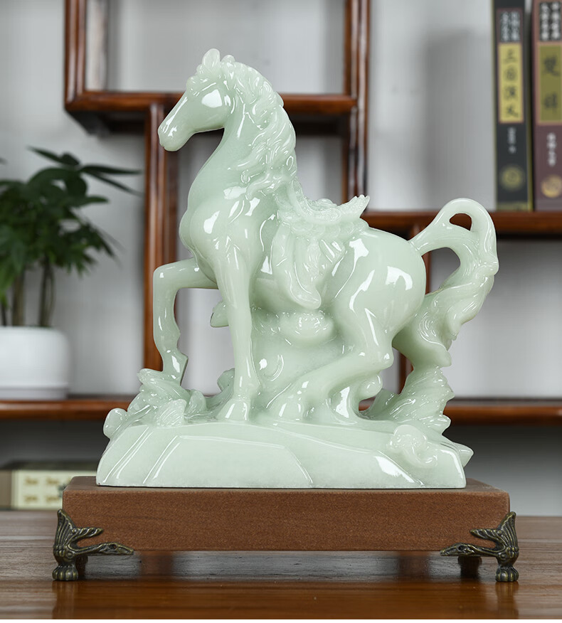 康言马摆件大号玉石马到成功公司办公室桌摆设商务开业送礼物贺礼品