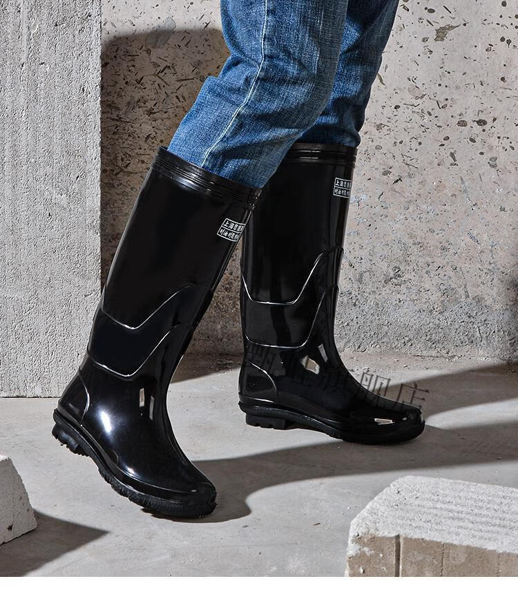 加厚橡胶底高筒雨鞋劳保男士防滑耐磨加棉水靴工地胶鞋长筒防水鞋高筒