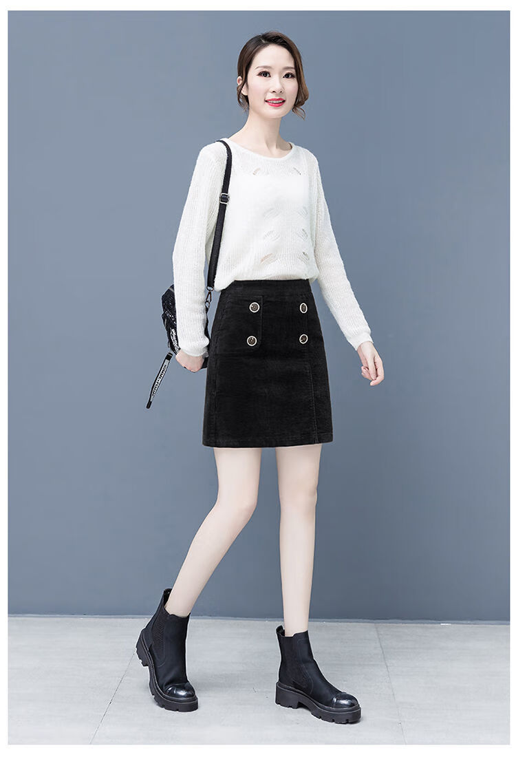 高腰裙型:a字裙面料:灯芯绒厚度:加厚上市时间:2021年冬季裙长:短裙廓