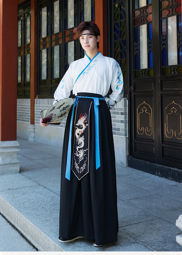 汉服男装古装长袍成人重工龙纹传统长袖古风仙气飘逸书