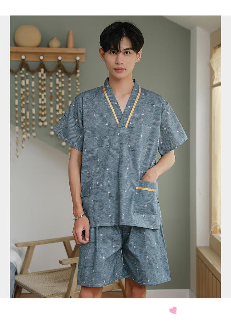 汗蒸服纯棉桑拿服洗浴中心男士全棉加肥加大浴服足疗按摩客服 男款 xl