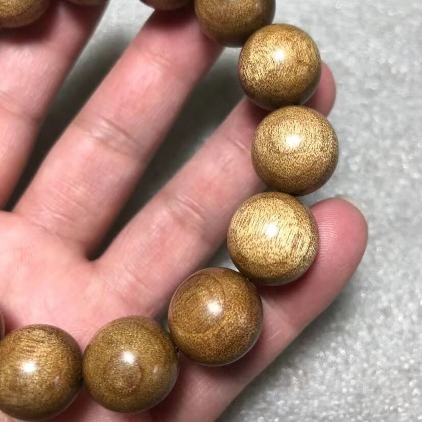 四川金丝楠木老料手串小叶桢楠男士手串金丝楠佛珠手链水波纹影子波纹