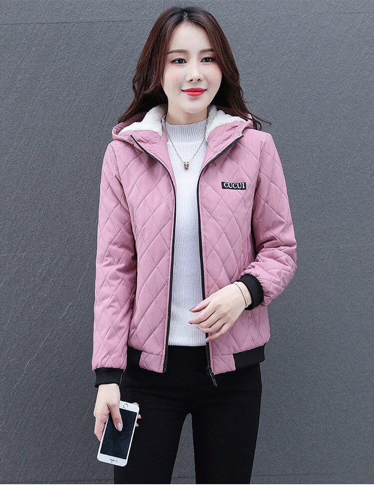短款小棉袄女2020秋冬新款时尚棉服加绒卫衣外套保暖棉衣时尚女装