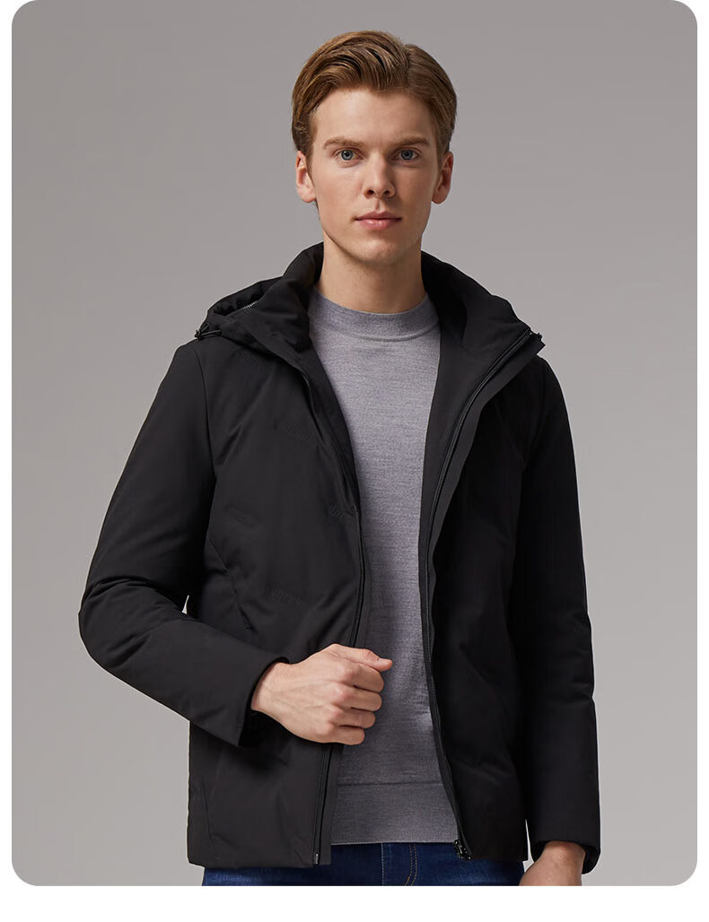 鸭绒九牧王男装羽绒服男秋冬新品中年男士休闲简约保暖外套男保暖tr