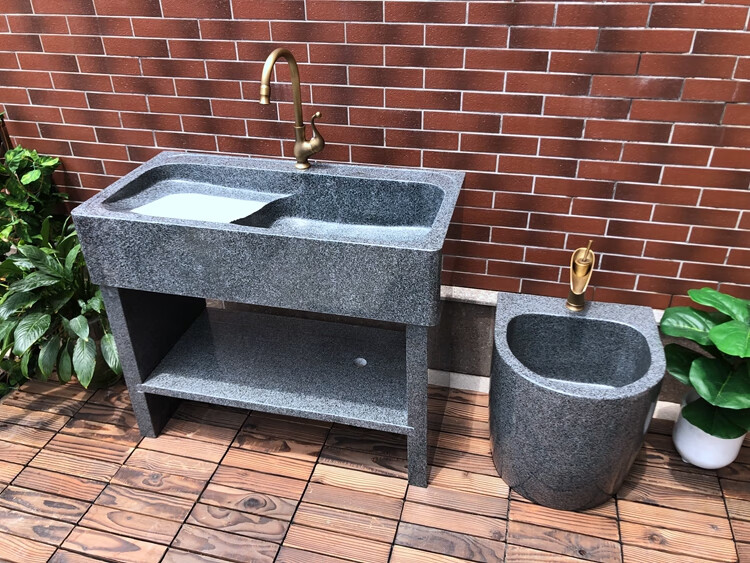 石头洗手盆阳台庭院水池家用大理石洗衣池别墅户外洗衣台一体水槽