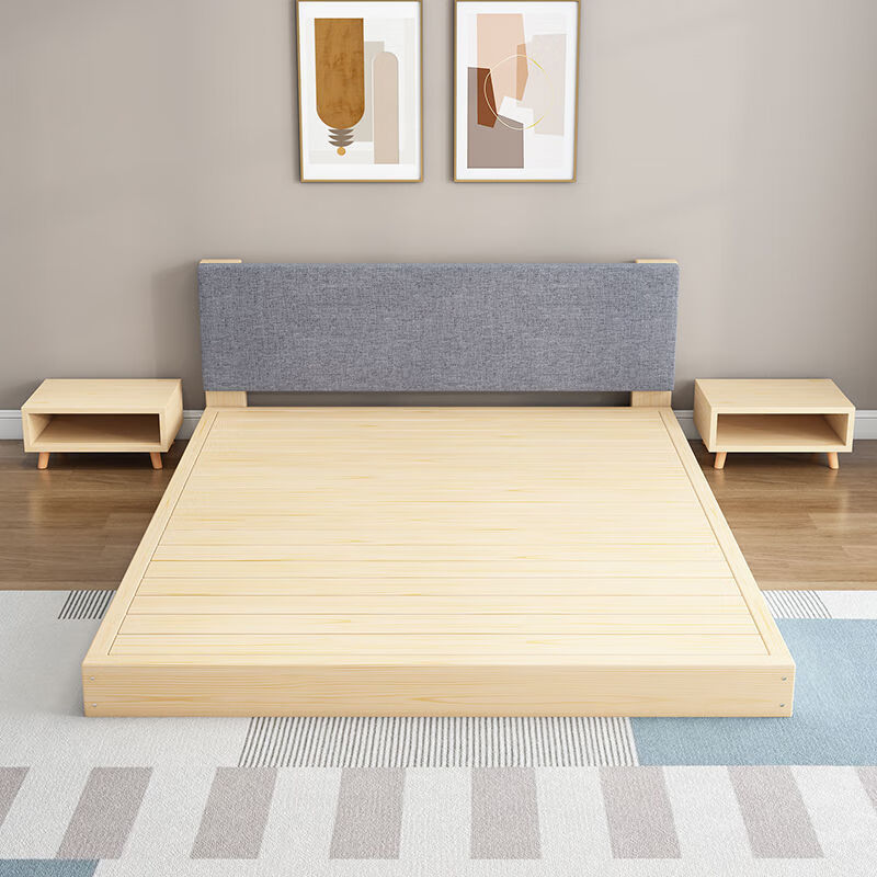邦将榻榻米床架单双人实木床15米现代简约落地矮床1m无床头床地台床无