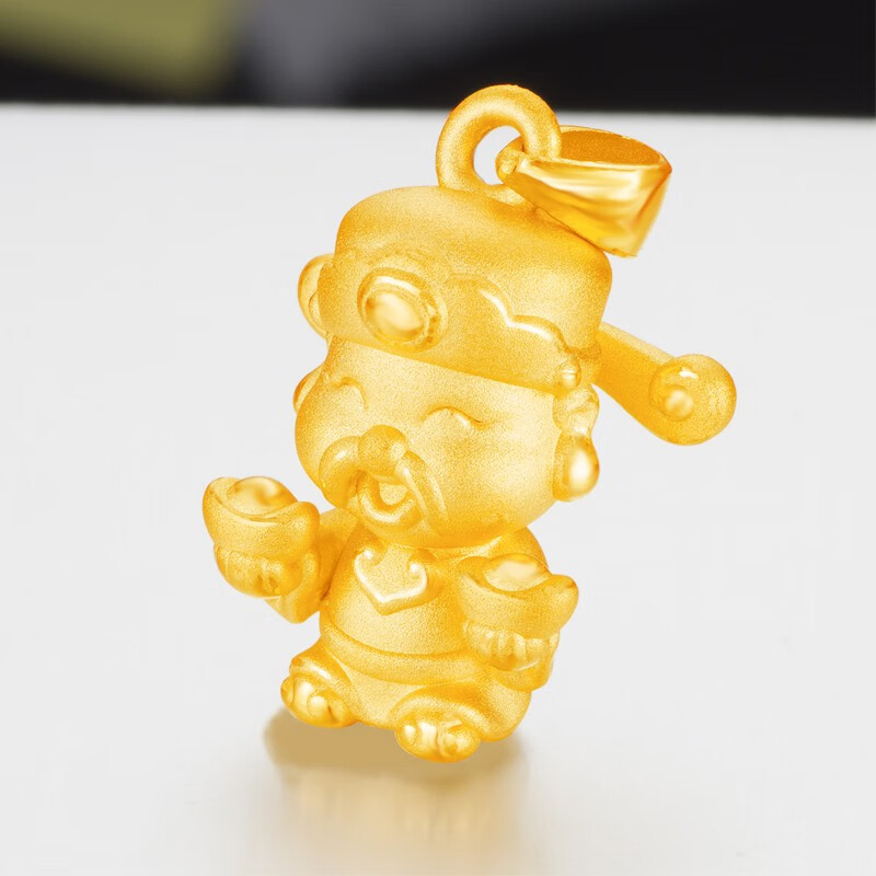 老凤凰黄金吊坠财神爷进宝财元宝挂坠3硬金项链项坠黄金吊坠黄金元宝