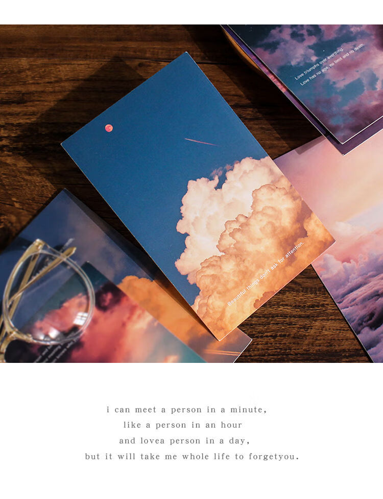 wrch 盐系文艺风ins明信片贺卡卡片少女心油画手账装饰素材卡毕业礼物