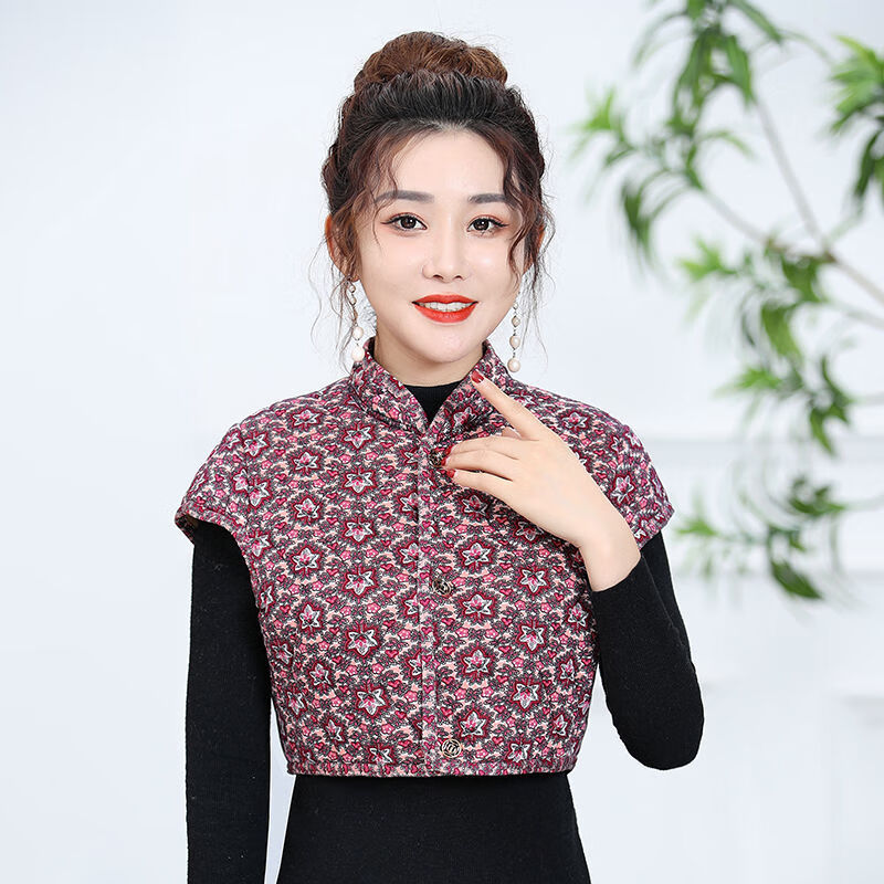 伞若马甲女冬季背心外穿中老年中袖加绒护肩马甲女妈妈装加厚奥利绒