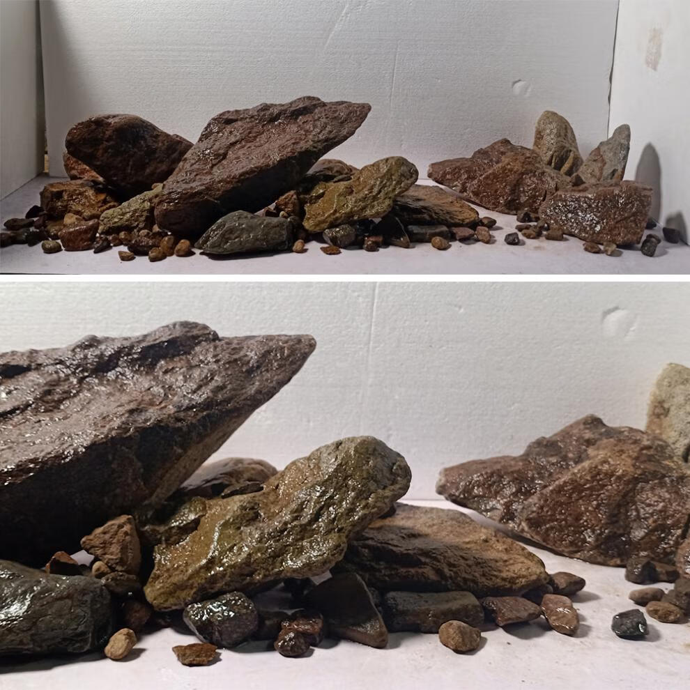 野采粗糙暗色造景石头 精品溪流沙虾虎缸 粗糙溪流石5斤3-5块大小混搭