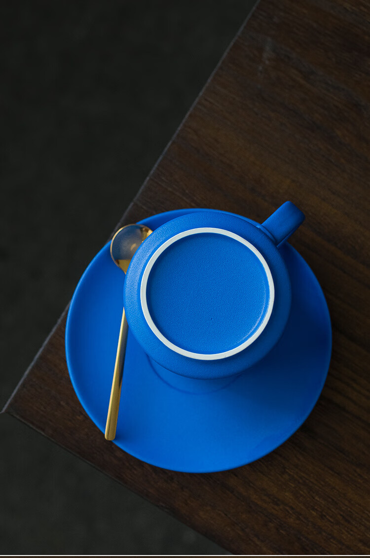 克莱因蓝杯子日式克莱因蓝色手冲挂耳咖啡杯陶瓷拉花杯早餐牛奶杯水