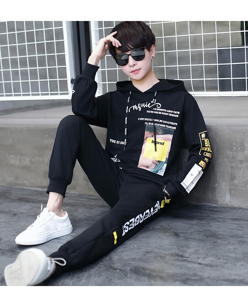 13青少年冬季卫衣14大童帅气男孩套装15岁初中学生运动服两件套12 cw