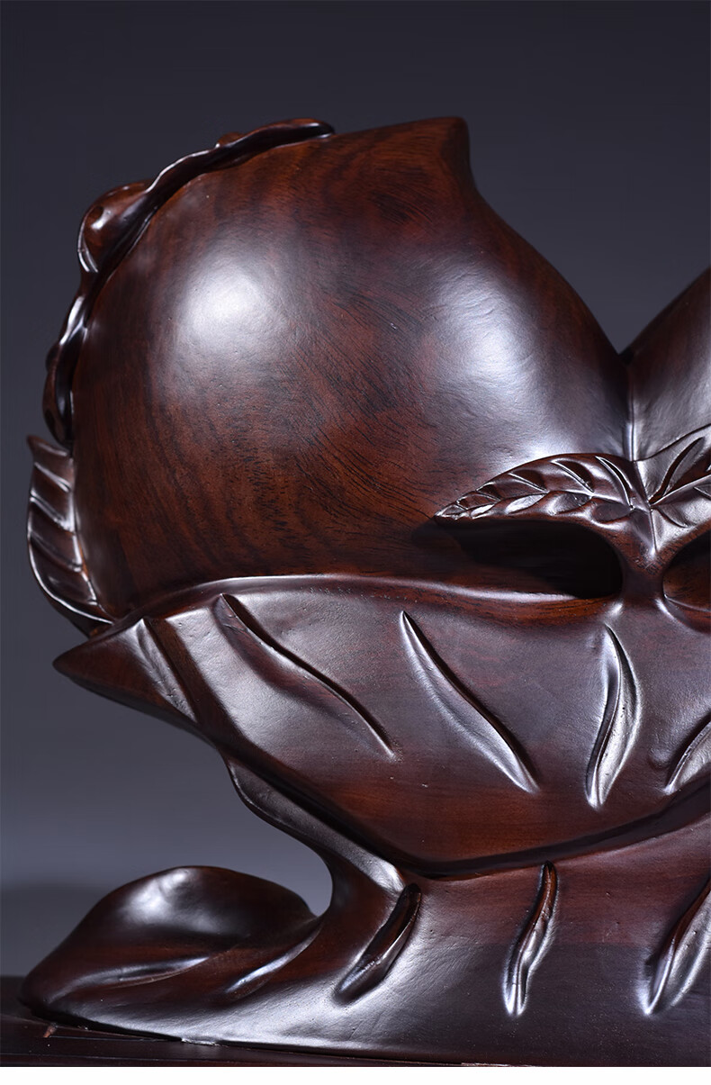 洁莱琳木雕寿桃摆家居客厅红木装饰老人生日贺寿工艺品送礼精雕