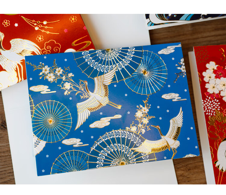格畅古风仙鹤烫金立体贺卡创意高端手工硫酸纸信封套装diy生日明信