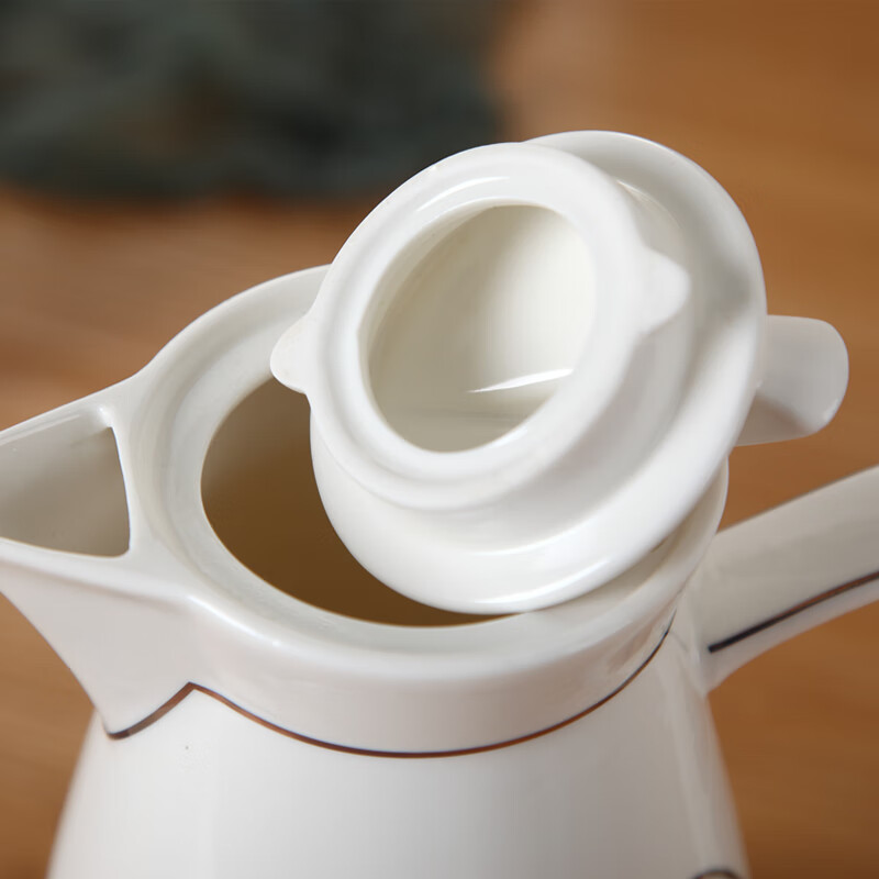 陶瓷杯子水杯套装冷凉水壶水具骨瓷热水壶耐热高温壶家用欧式 白色
