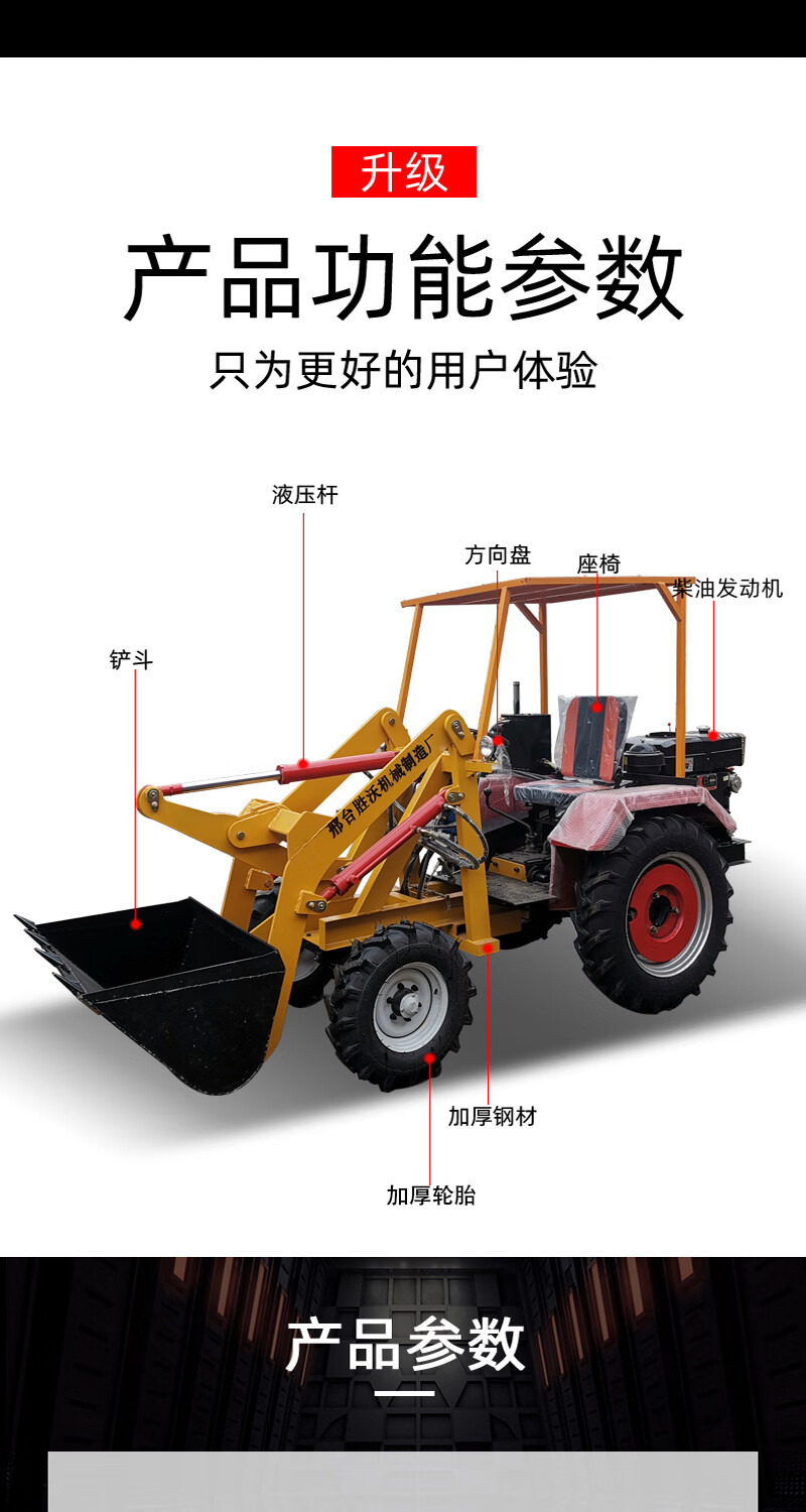 农用推土铲车抓草机抓木机建沙土石子多功能小型柴油装载机sg906小抓