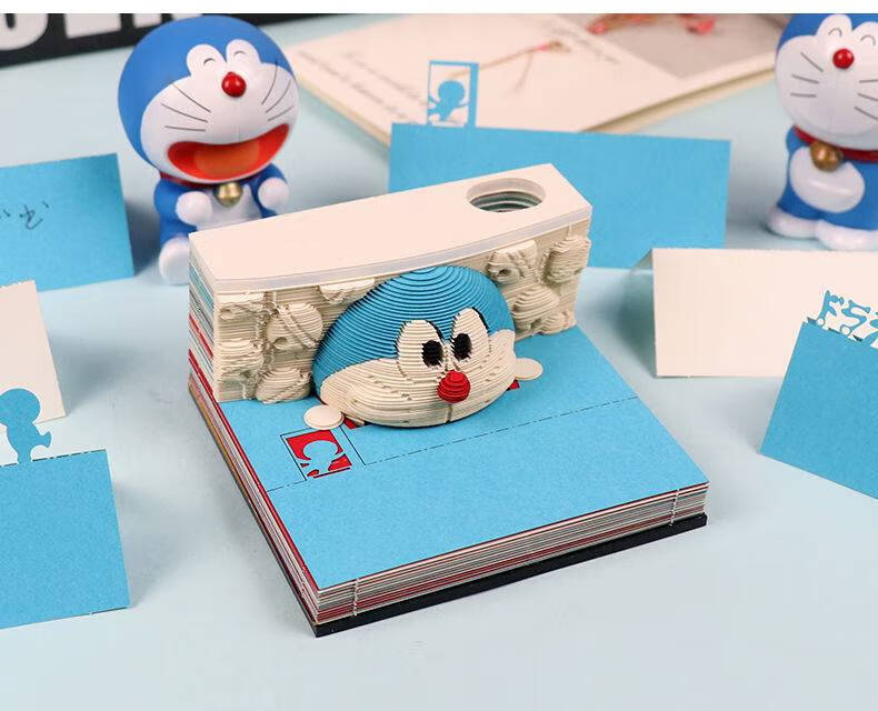 纸雕便签 哆啦a梦蓝胖子纸雕便签3d立体便利贴新年生日礼物叮当猫日本