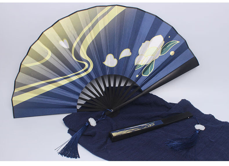 原神神里绫华cos扇子印花双面绢布折扇中国风游戏动漫展周边定制饭制