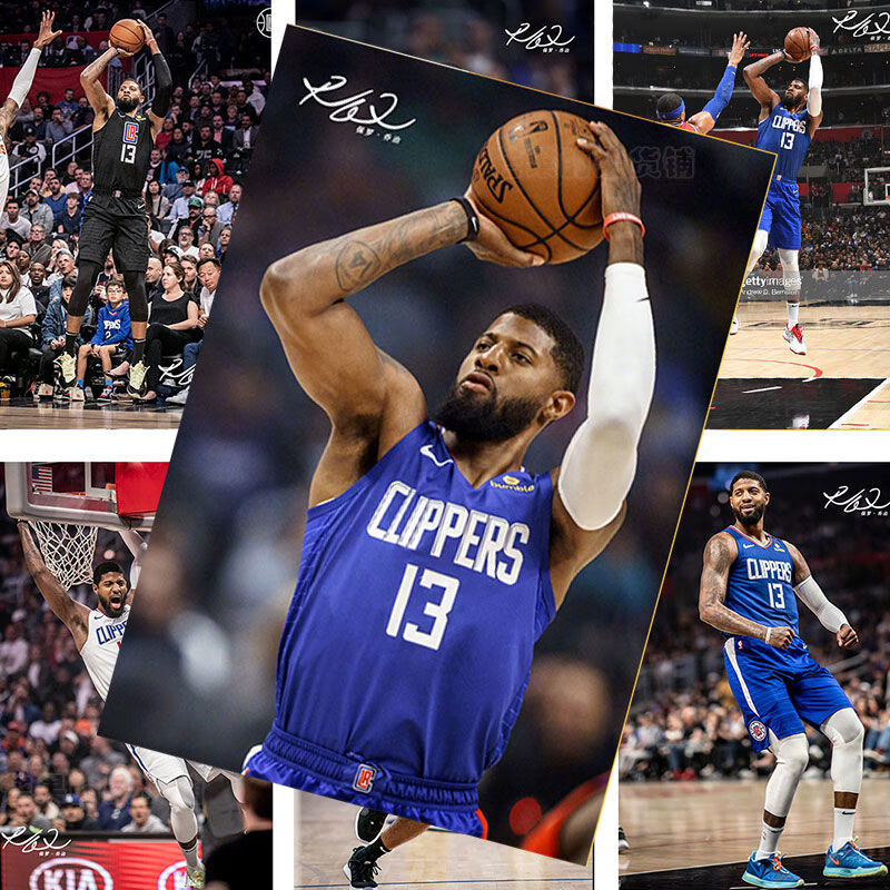 保罗乔治海报nba篮球写真贴纸宿舍墙壁画卡贴周边 随机【卡贴】1张