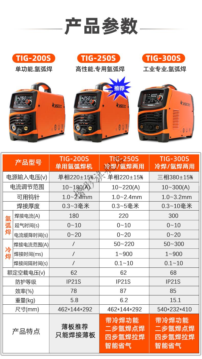 佳士氬弧焊機冷焊tig250s300兩用200220v家用單電焊機十大品牌關注