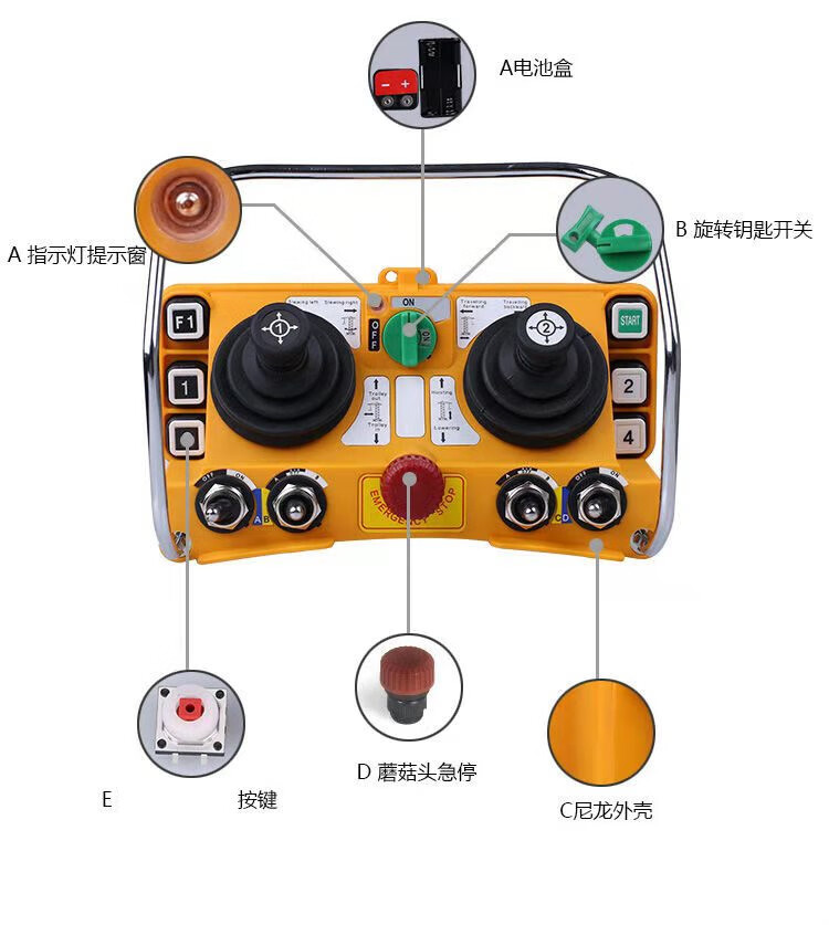 行车遥控器及接收器工业遥控器f2460摇杆5速电动葫芦天车行车塔吊单