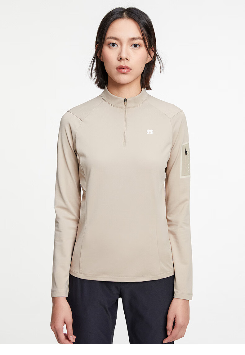 kolon sport/可隆长袖t恤 女子薄拉绒吸湿保暖半拉链内搭打底上衣 lkz