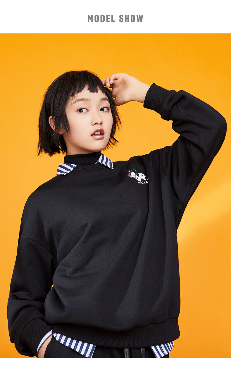 安踏卫衣女牛年限定2021春夏新年运动圆领套头衫宽松休闲长袖上衣官方