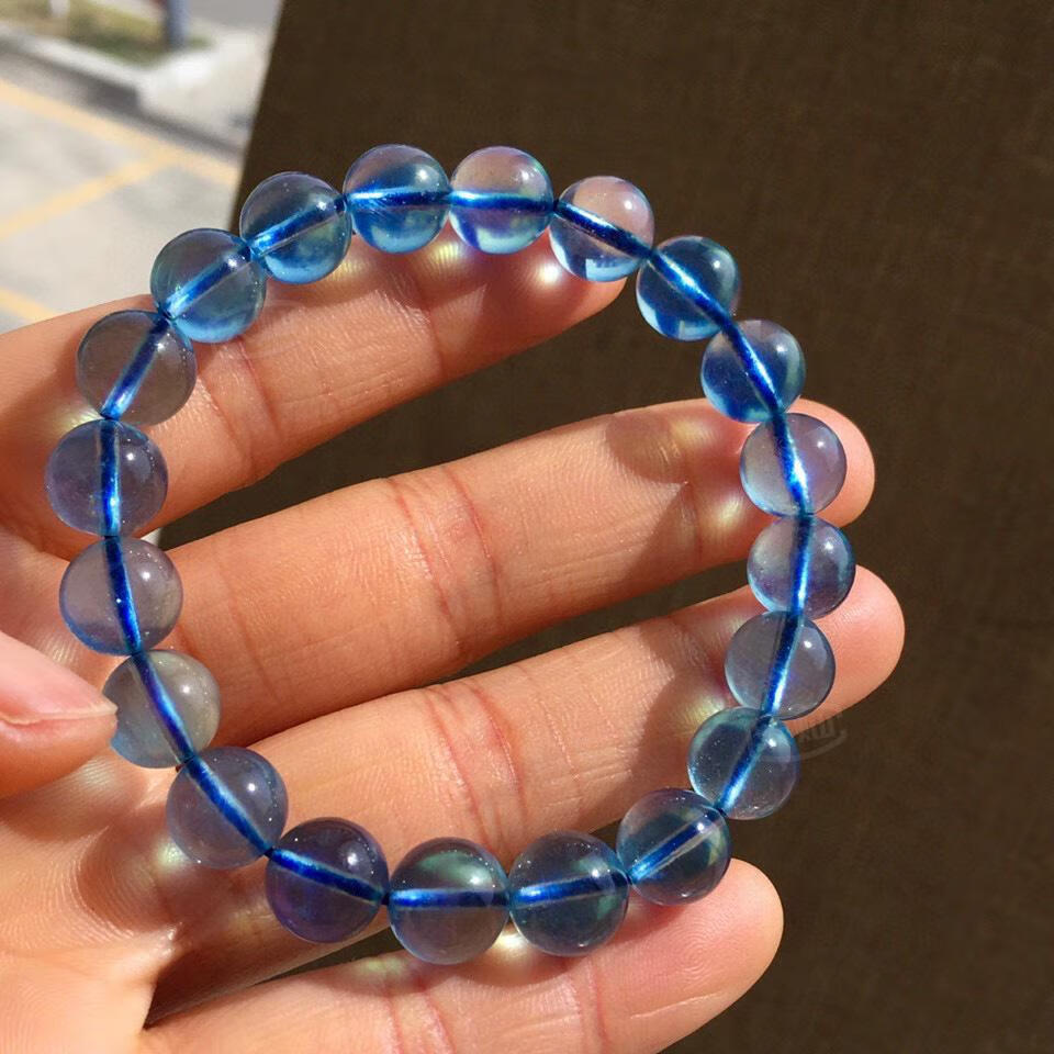 天然海蓝宝手链 男女款单圈手串 规格10毫米,晶体通透,精美湛蓝色类别