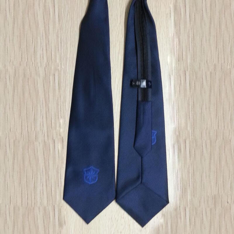 结保安工作服领带拉链式男女士安保门卫藏蓝色领带夹新式保安领带夹