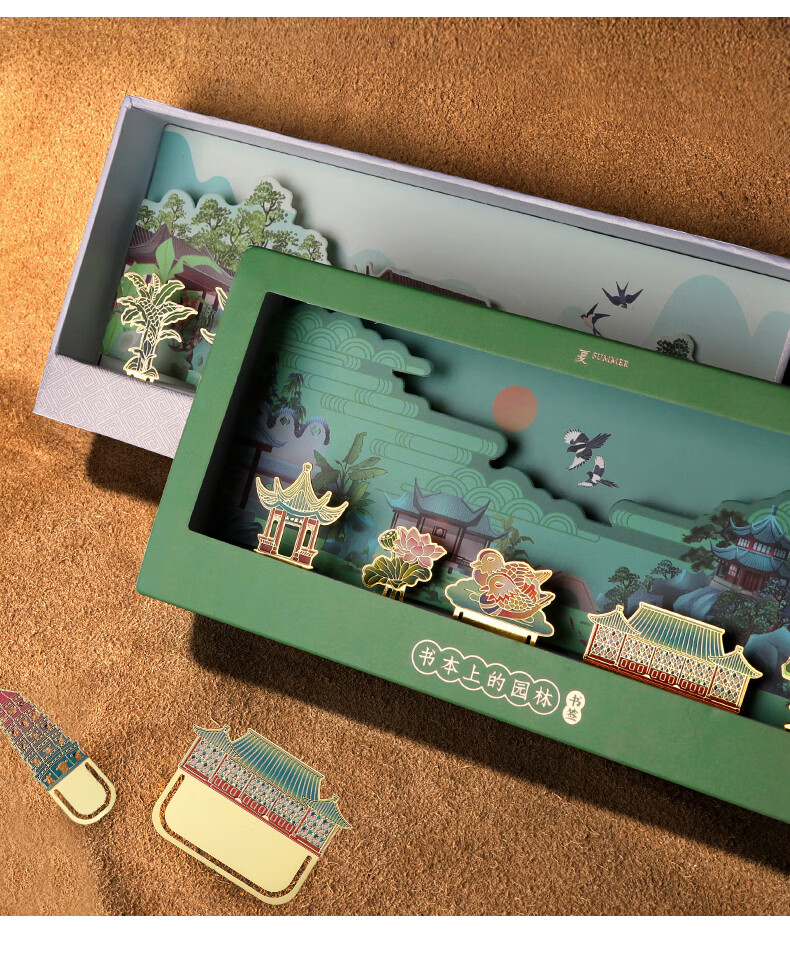 besgu金属书签中国风套装故宫文创四季园林礼盒博物馆纪念品文艺精美