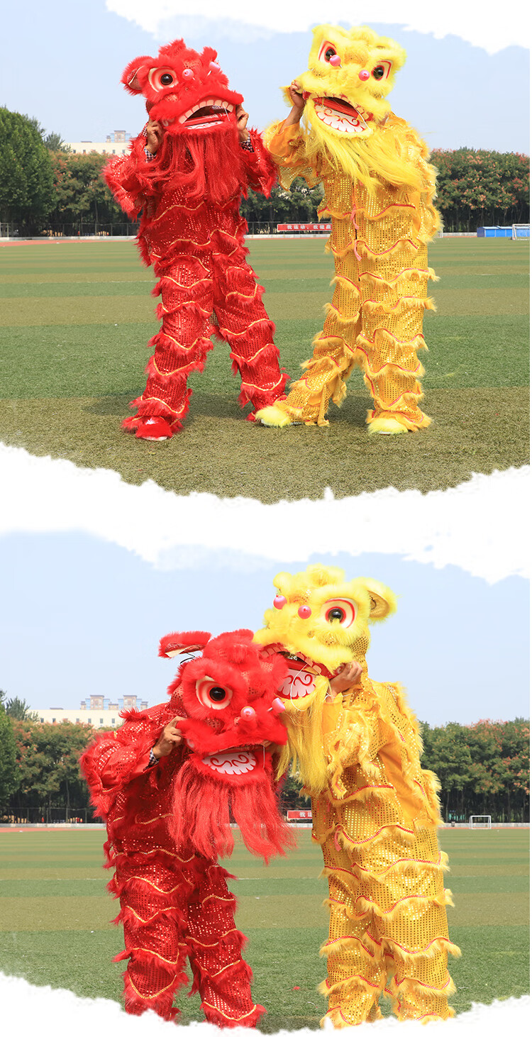 醒狮狮头舞狮套锣鼓单人舞狮表演的道具成人儿童南师北狮服装小狮子头