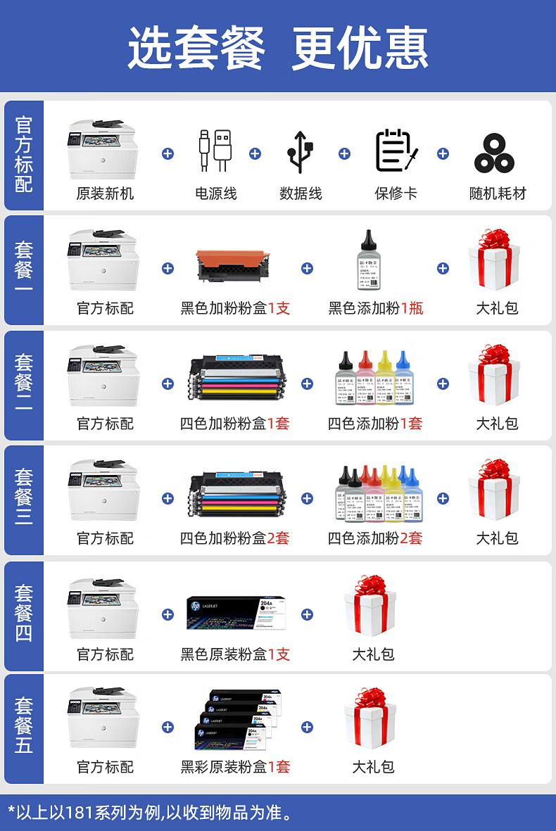 惠普通用m180n彩色无线激光打印机复印扫描一体机自动双面m181fw传真