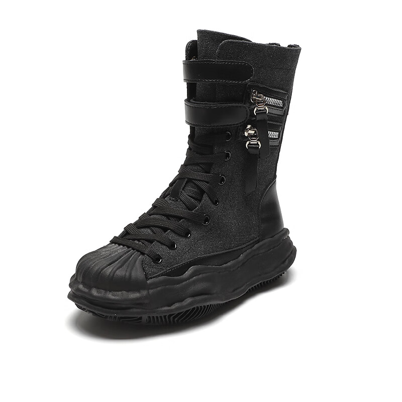 jchi品牌厚底马丁靴女2022新款溶解底中筒工装靴高帮女鞋 灰色 38