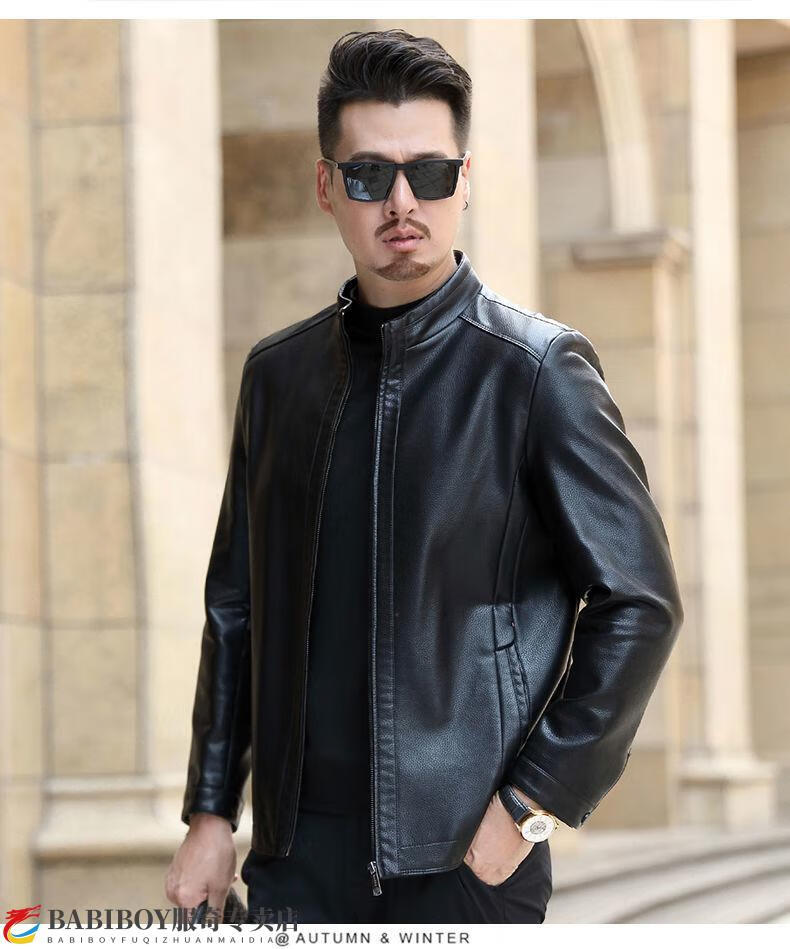 海宁真皮babiboy特价捡漏海宁男士真皮皮衣男装皮夹克翻领宽松男外套