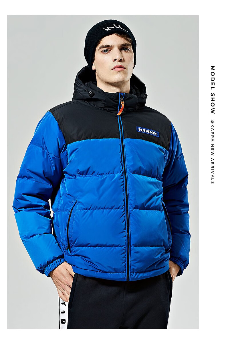 kappa卡帕服新款冬季男高领连帽面包服防寒服保暖外套宇宙蓝8602l