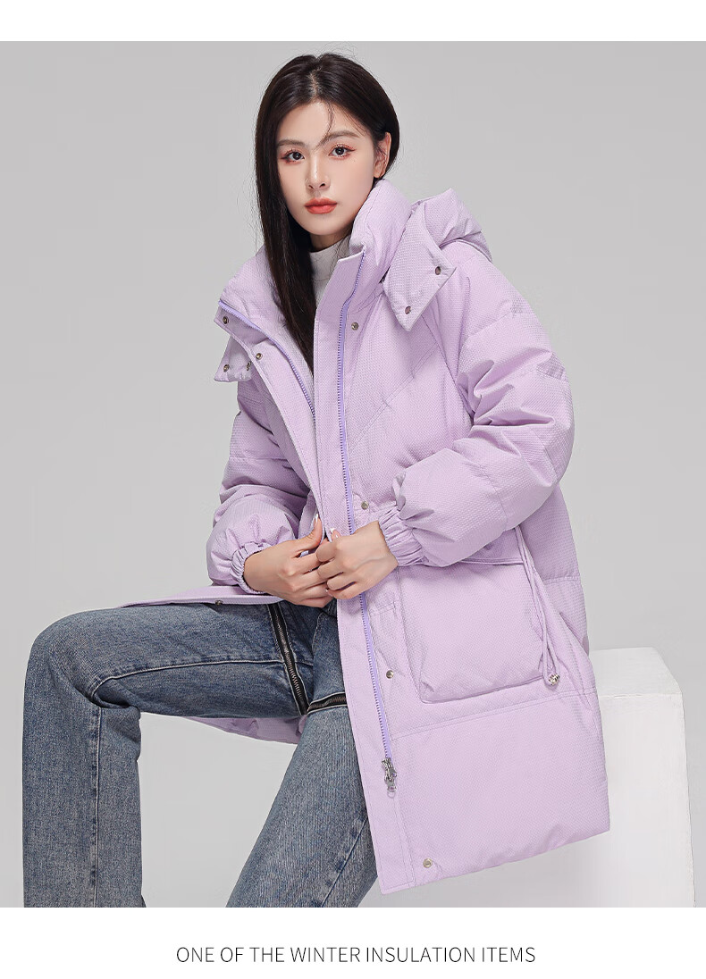 雅鹿羽绒服女士冬中长款2022年新款冬季时尚收腰宽松外套 卡其色 155