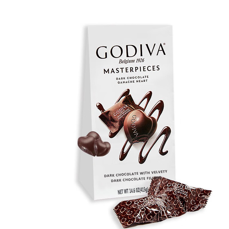 好货严选godiva歌帝梵美国丝滑夹心黑巧克力软心型袋装喜糖现货415g黑
