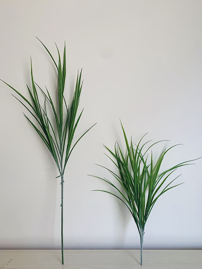 秧苗麦苗塑料假青草水草韭菜叶工程装饰舞蹈道具假稻谷 3叉绿色稻草苗