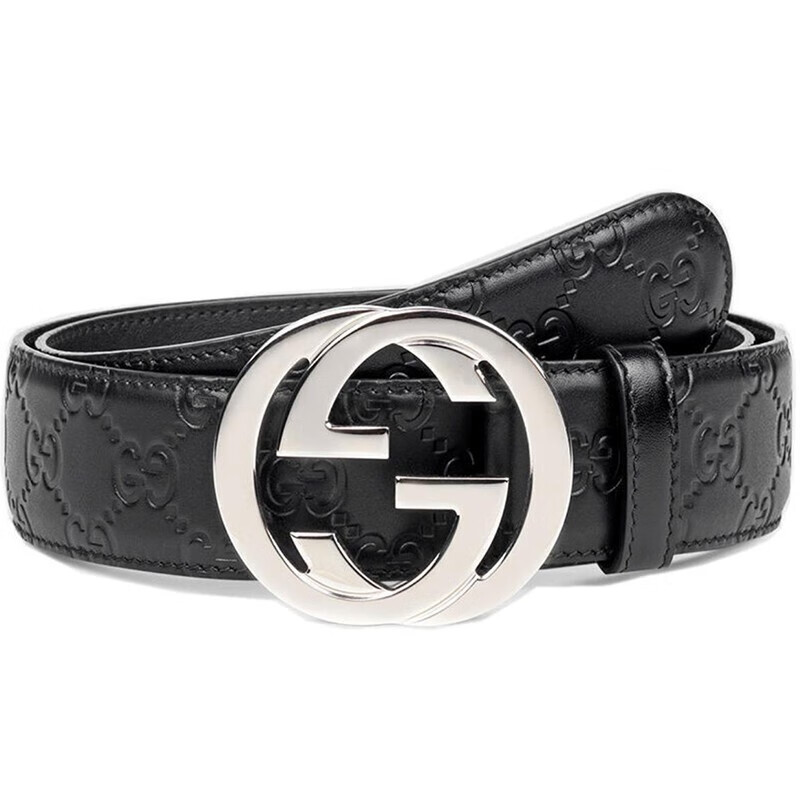 tgucci古驰腰带男士经典款黑色牛皮双g压花板扣腰带皮带预售爱不用等