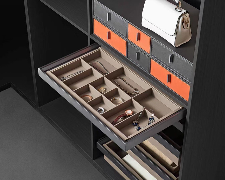 精品清浅 衣柜首饰抽屉 衣柜首饰盒拉篮裤架家用内置皮篮抽屉木五金抽