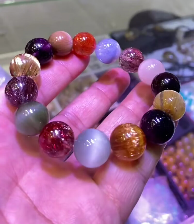 超七多宝手链老矿天然水晶宝石收藏级手串猫眼顺发闪亮男女款圆珠 3号