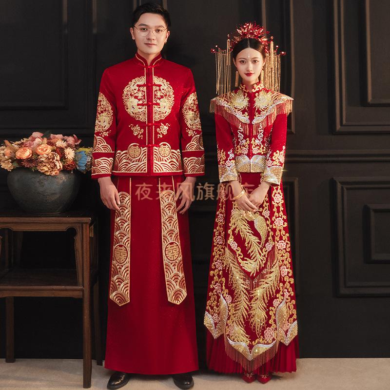 秀禾服男女套装秀禾服新娘年新款结婚情侣套装中式新娘服男女礼服孕妇