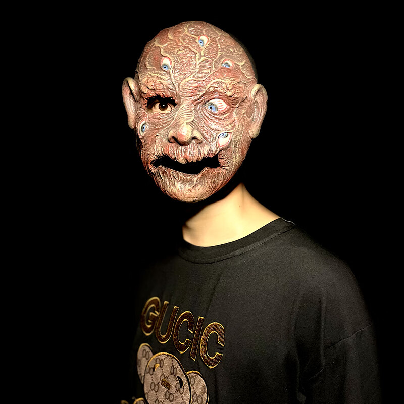 赛博朋克维京人头盔表演道具中世纪战士面具斯巴达三百勇士头套男 桔