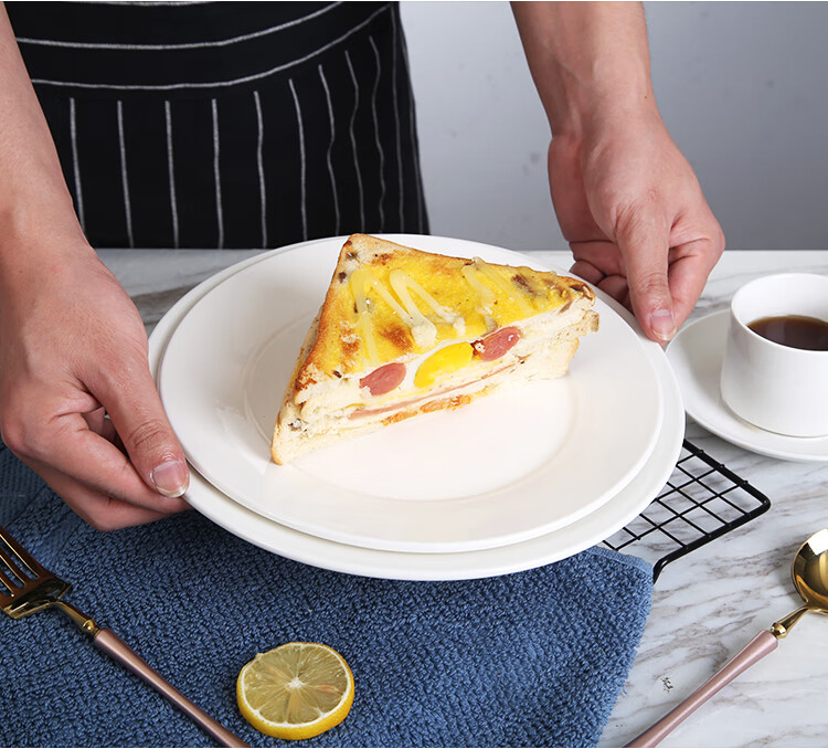 陶瓷盘西餐盘浅盘家用菜盘子骨碟圆盘牛排盘平盘西式餐具5寸平盘5只装