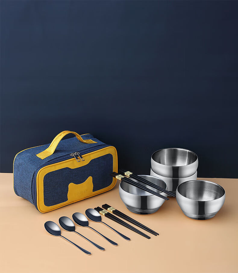 碗筷单人碗单个外出旅游便携式碗包304不锈钢户外餐具套装旅行饭碗 1