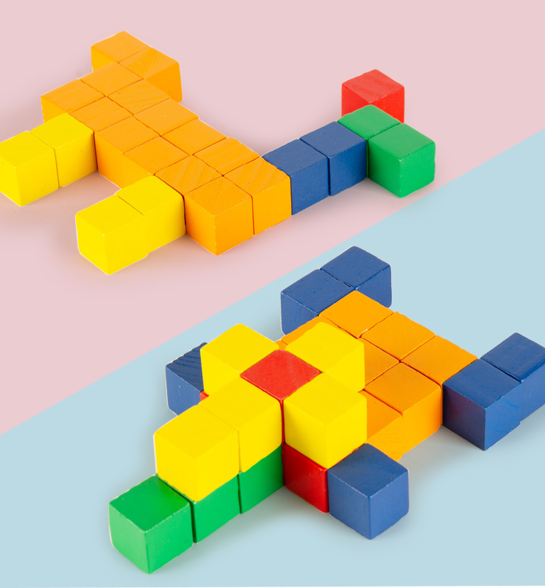 猫乐鱼正方体积木数学教具小学生四五年级长方体正方形木小方块学具60