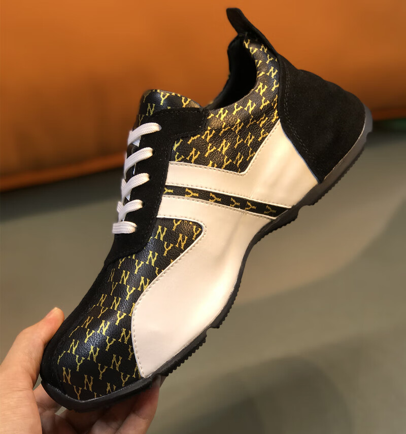 mlb联名欧洲站男鞋ny老爹鞋男潮流拼色内日系青年运动休闲鞋大码 白