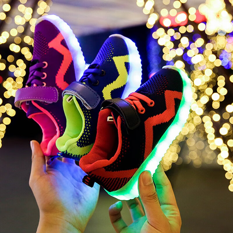 迪士尼官方旗舰同款会发光的灯鞋子发光鞋男童加棉秋冬季led女童运动