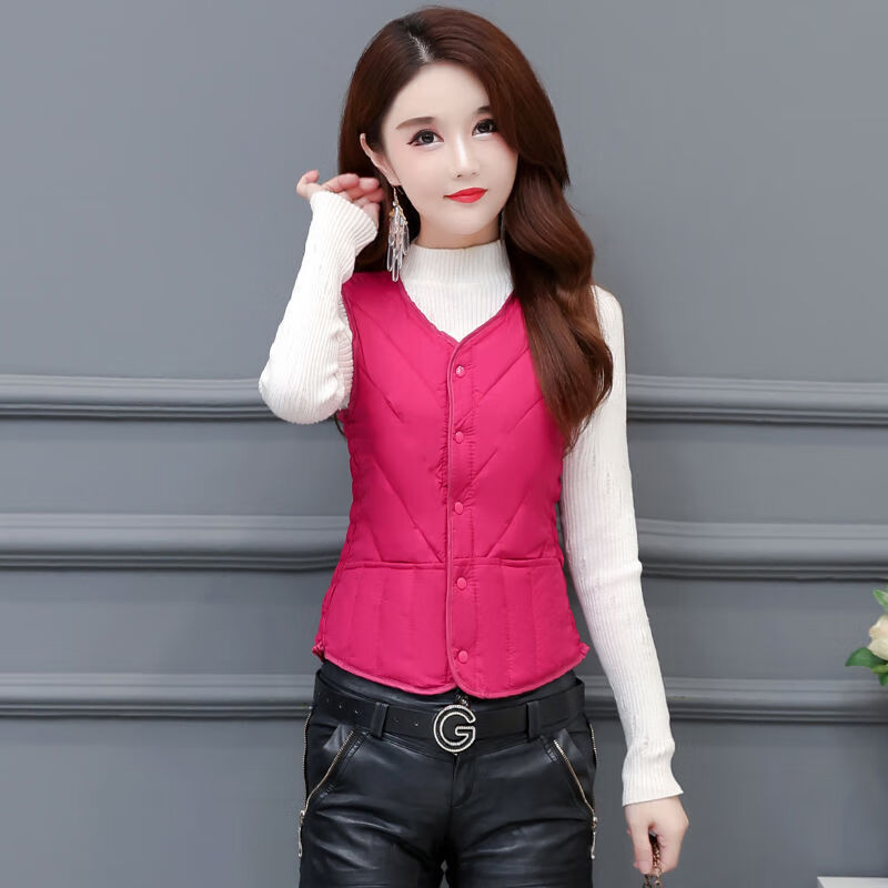 舒适女士冬季保暖背心马甲秋冬马甲女加绒轻薄马夹内穿贴身背心加厚
